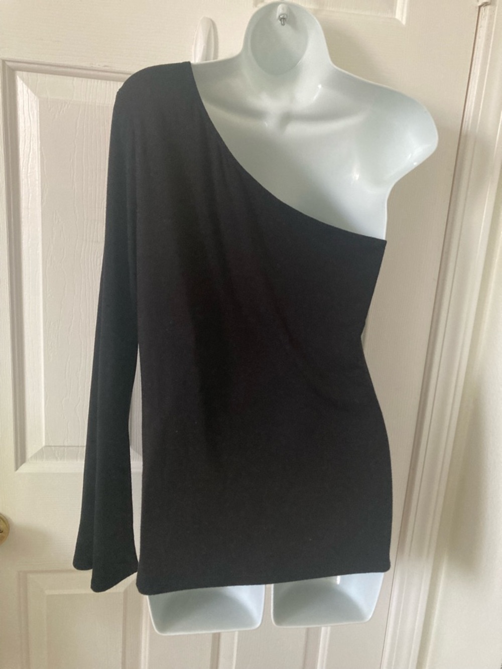 White House Black Market Black One-Shoulder Long-Sleeve Dress